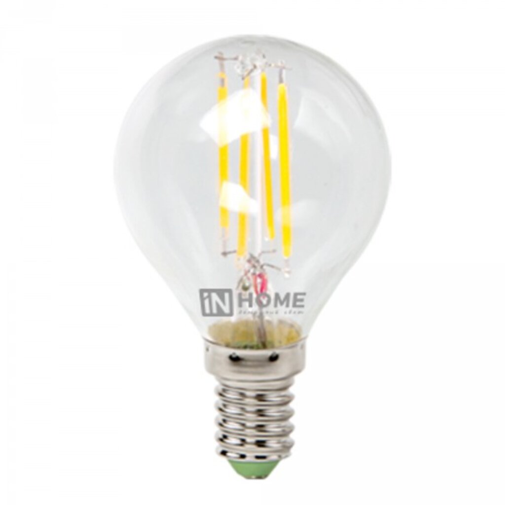 Лампа светодиодная E14, 7 Вт, 70 Вт, 230 В, шар, 3000 К, свет теплый белый, In Home