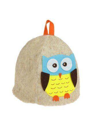 Шапка для бани войлок, белая, с аппликацией Гарри, ПДКШ002