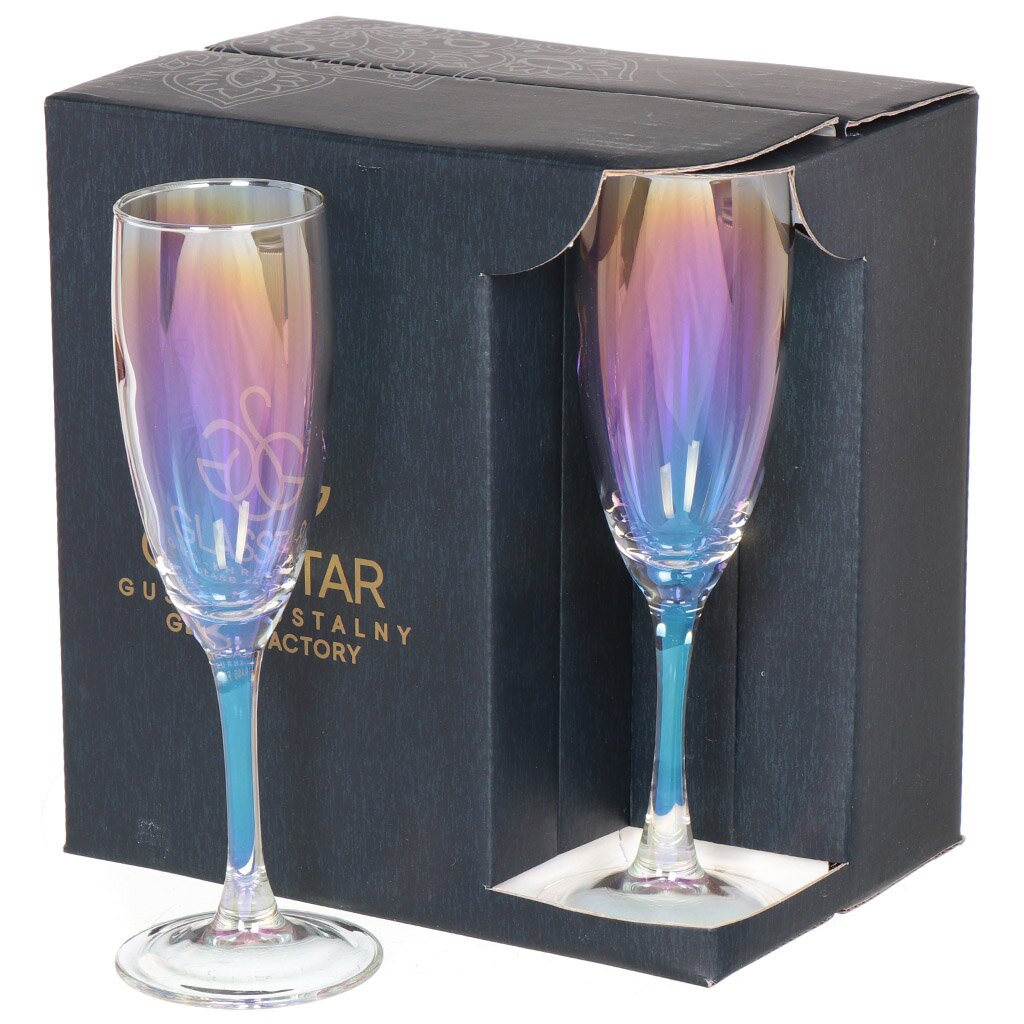Бокал для шампанского, 170 мл, стекло, 6 шт, Glasstar, Радуга Лиловая дымка, RNLD_1687_3 одноразовый прозрачный бокал для шампанского ооо комус