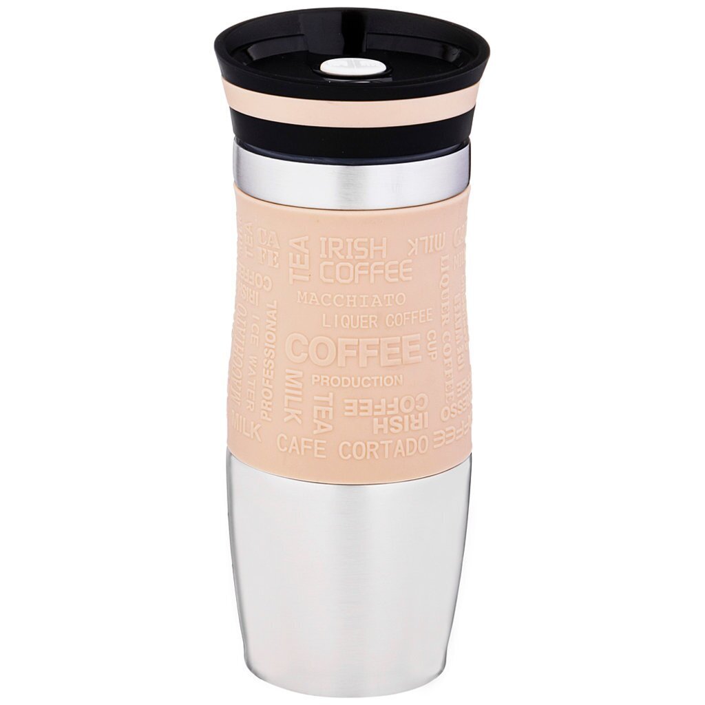 Термокружка Agness 380 мл. с кнопкой-стоппером, 709-066