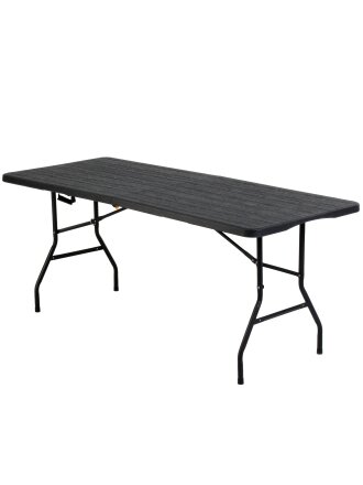 Стол садовый сталь, 180х70х74 см, прямоугольный, пластиковая столешница, черный, C010219