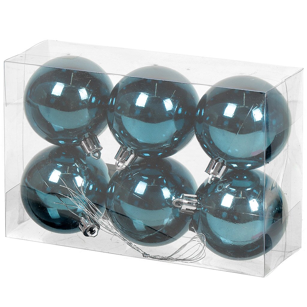 Елочный шар 6 шт, темно-синий, 6 см, пластик, SYQC-012230NB