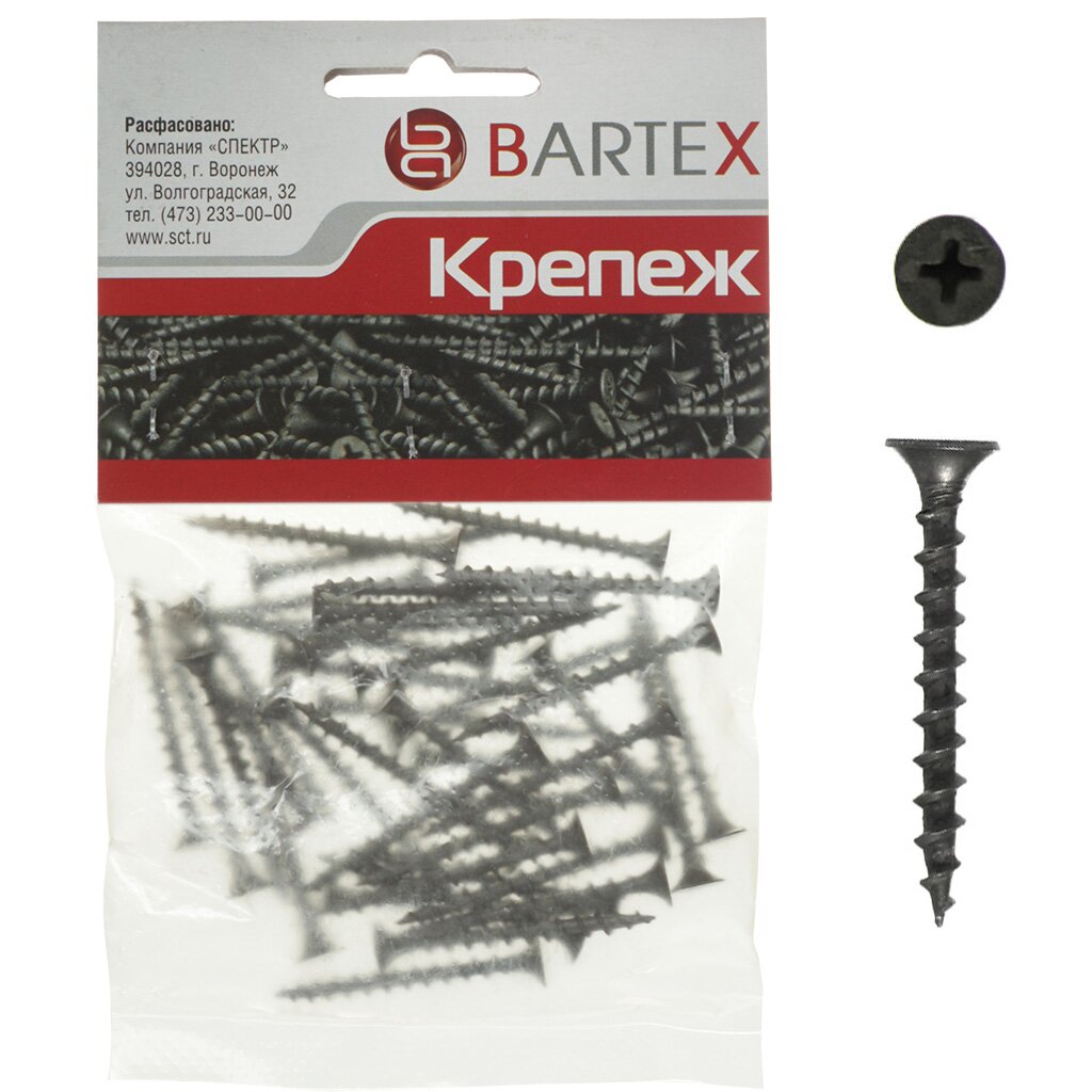 Саморез по дереву и гипсокартону, диаметр 3.5х35 мм, 50 шт, пакет, Bartex дюбель гвоздь диаметр 6х80 мм 10 шт потайной пакет bartex