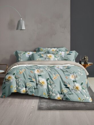 Постельное белье 2-спальное, простыня 230х240 см, 2 наволочки 70х70 см, 2 наволочки 50х70 см, пододеяльник 180х210 см, Cleo, тенсель, коллекция Soft Tencel, Цветы