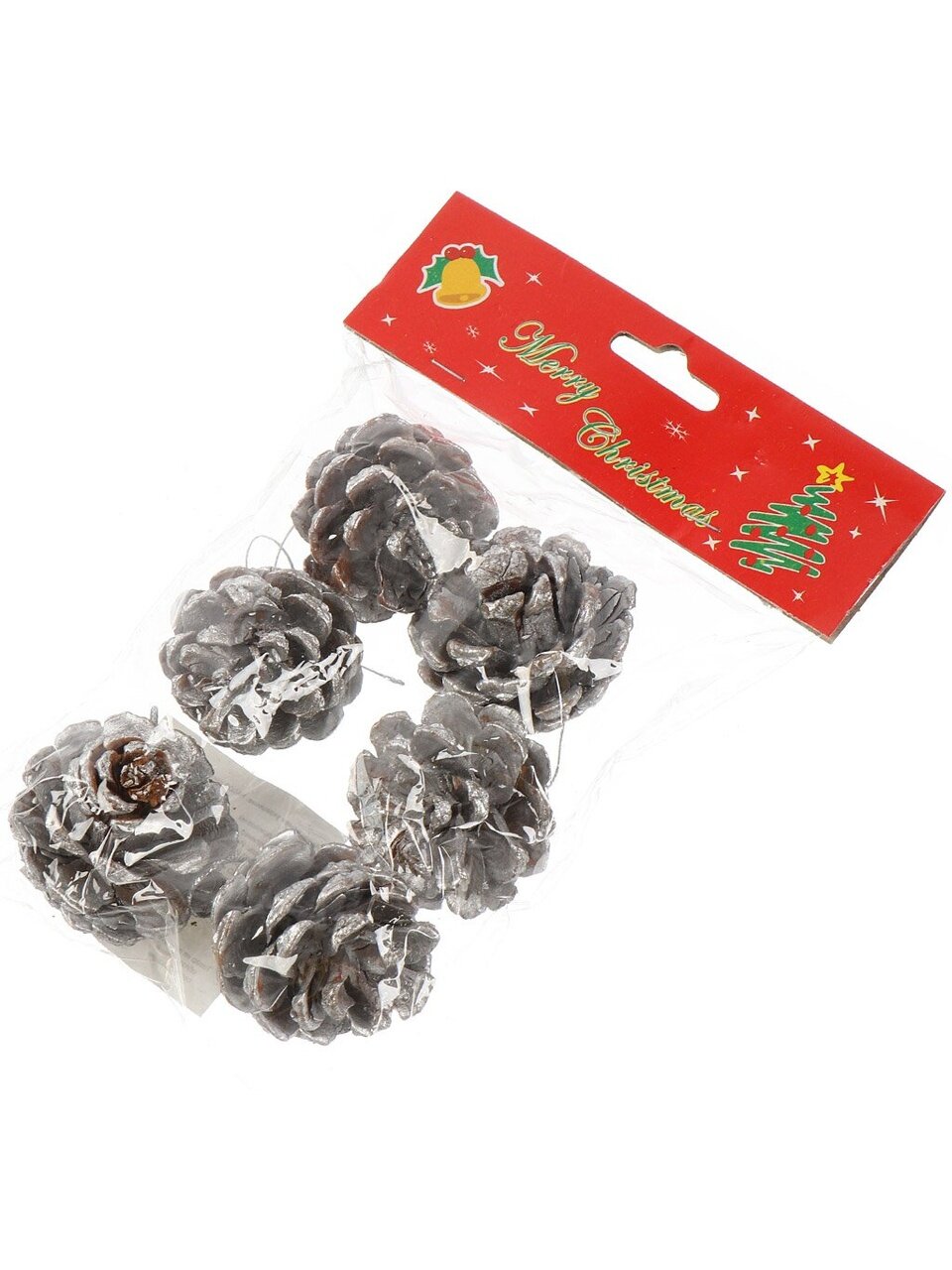 Набор шишек 4.5 см, 6 шт, серебро, SYXGJB- 4923141