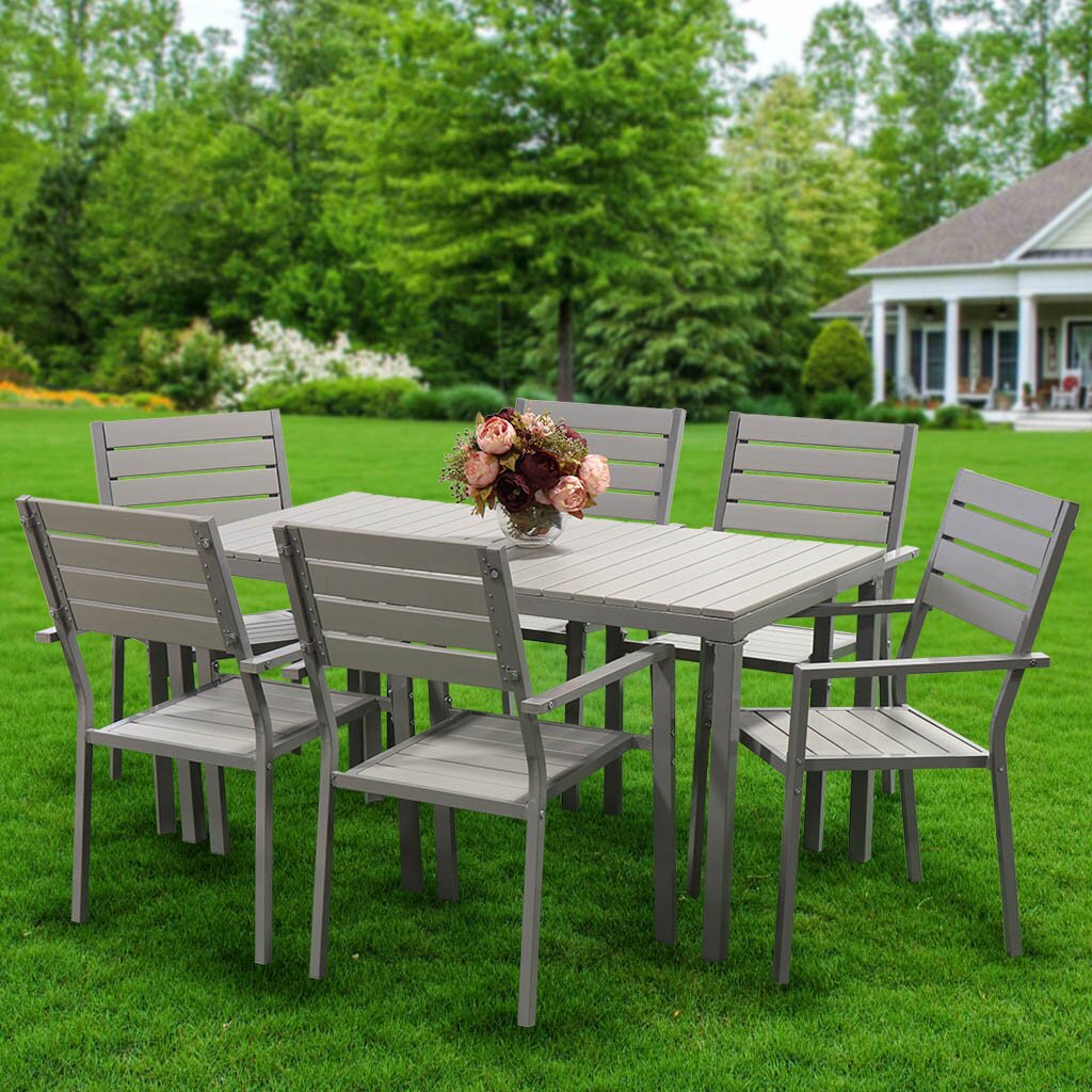 Мебель садовая Green Days, Эллада, серая, стол, 140х70х70 см, 6 стульев, 120 кг, YTCT009-1 12 стульев иллюстр кукрыниксов