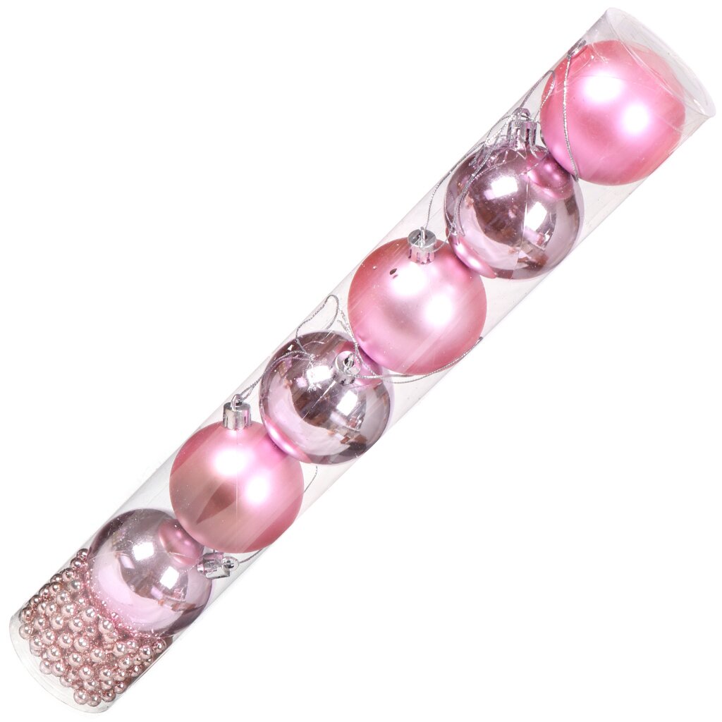 Елочный шар 7 шт, розовый, 6 см, SYCB17-612-5