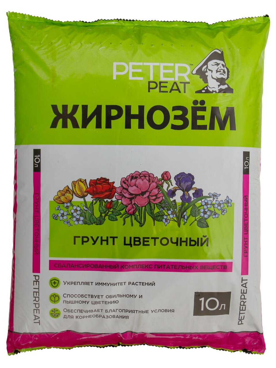 Грунт Жирнозём, Цветочный торфяной , 10 л Peter Peat