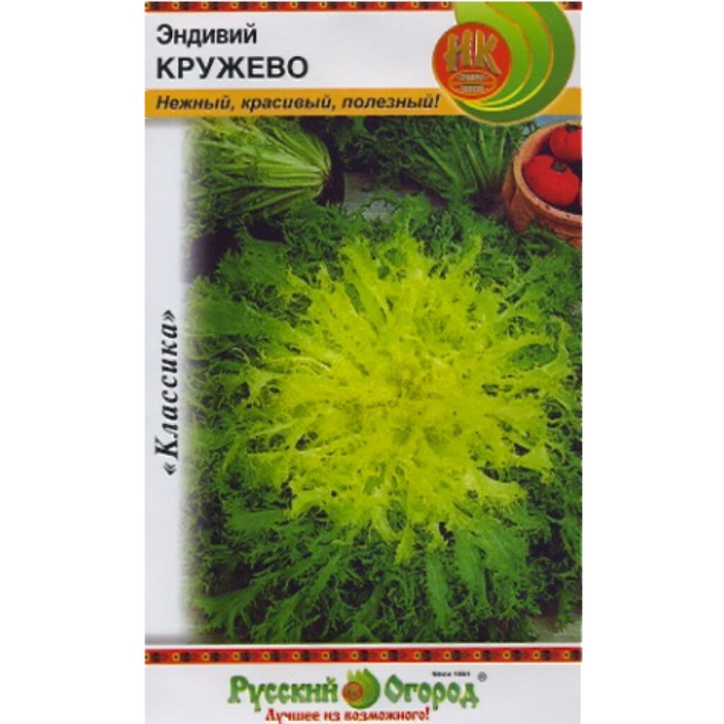 Семена Салат листовой, Эндивий Кружево, 0.5 г, цветная упаковка, Русский огород