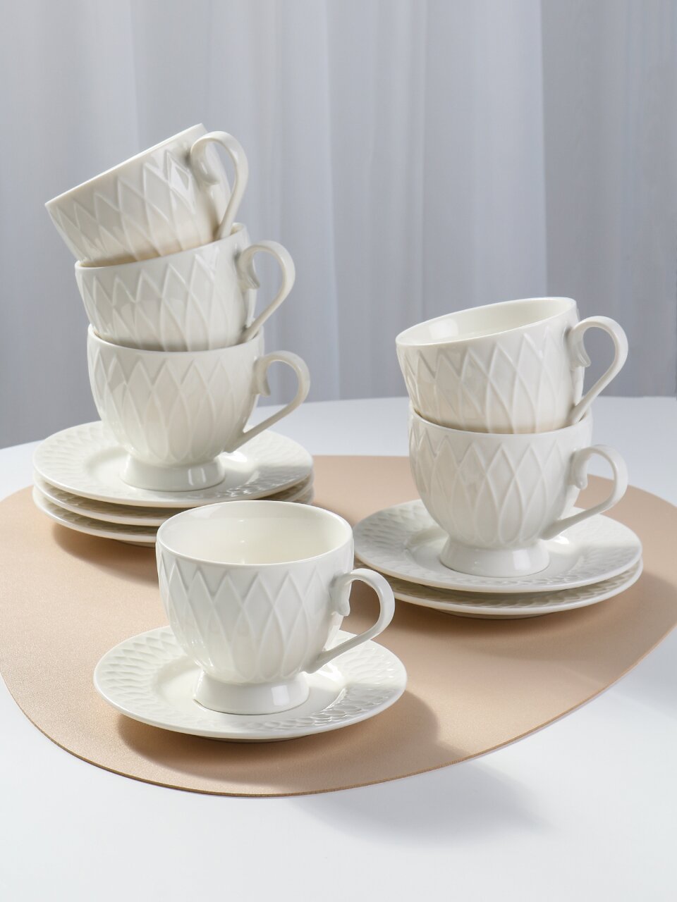 Набор чайный фарфор, 12 предметов, на 6 персон, 230 мл, Bonjart, ТМ Глория, 202507, подарочная упаковка