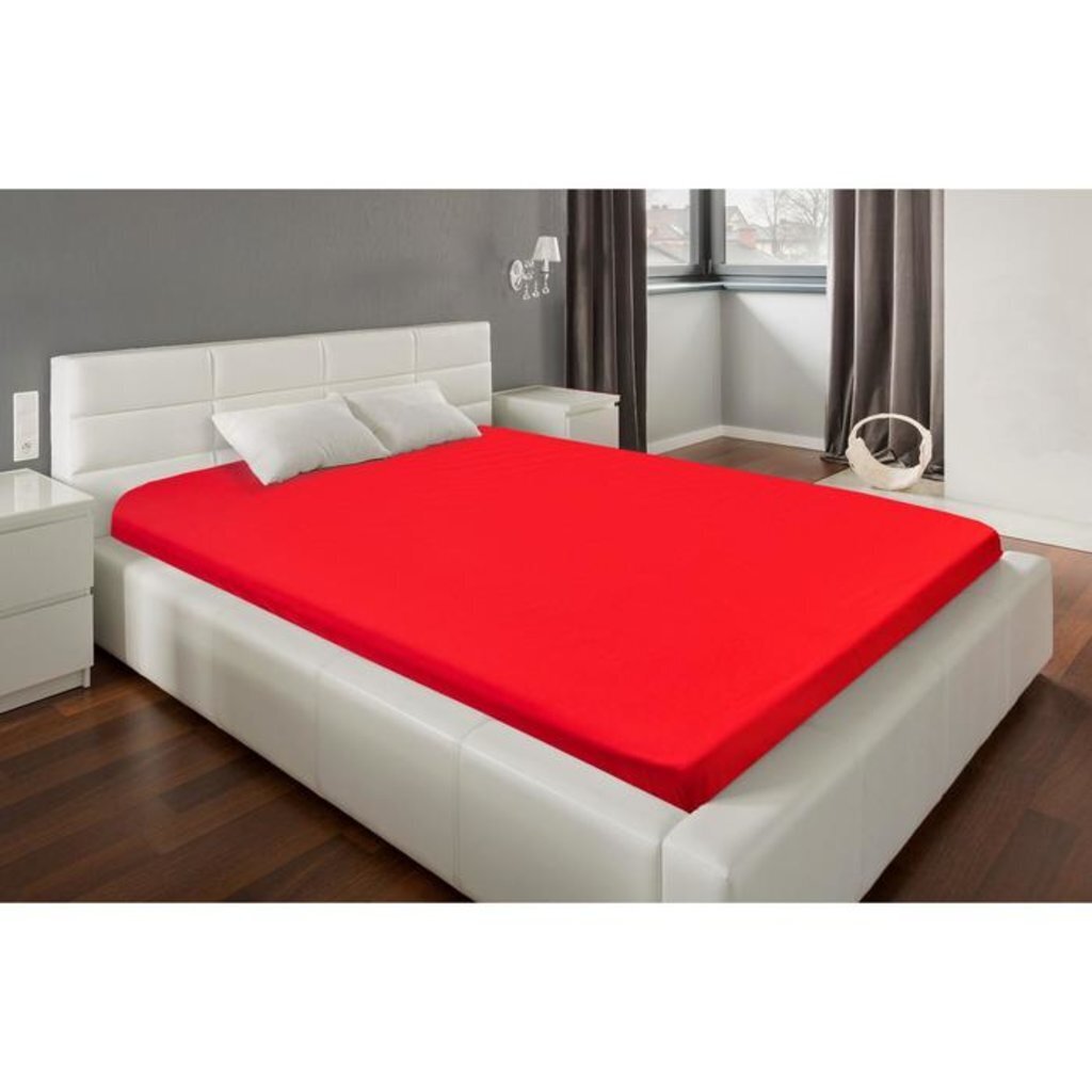 Простыня на резинке &amp;quot;Этель&amp;quot; 180х200х25 см, Красный, Бязь, 100% хлопок, 125г/м², 5266682