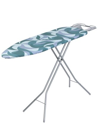 Доска гладильная 121х38 см, Лайт, подставка для утюга, Марья Искусница, серо-синяя, антипригарное покрытие