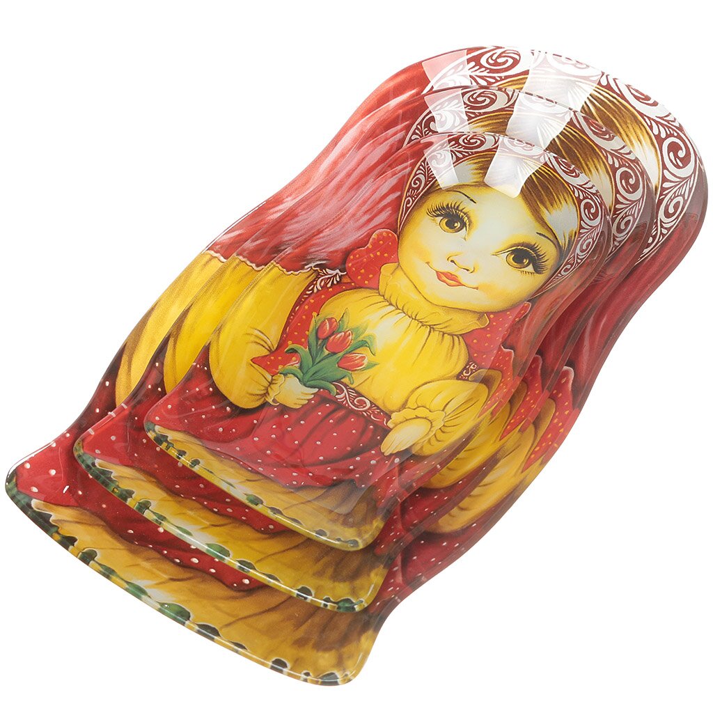 Ст Блюдо 3шт 30*16/25*13/20*10,5см Матрешка RD00/3-S210