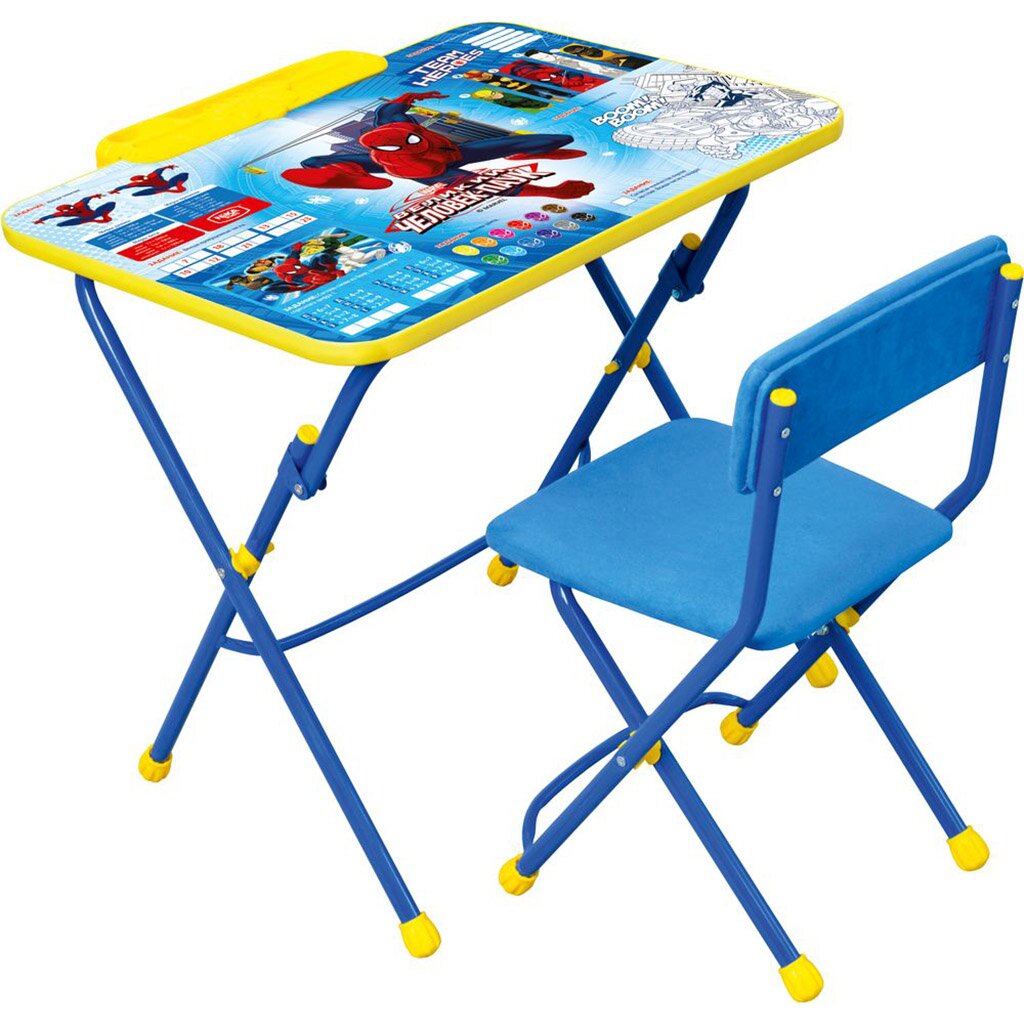 Мебель детская Nika, стол+пенал+стул мягкий, Человек-Паук, металл, пластик, с подножкой, Д3Ч
