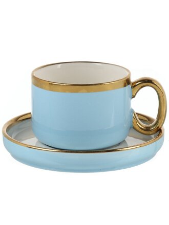 Чайная пара фарфор, 2 предмета, на 1 персону, 200 мл, Nouvelle Home, Royal line, 1731024, blue-grey