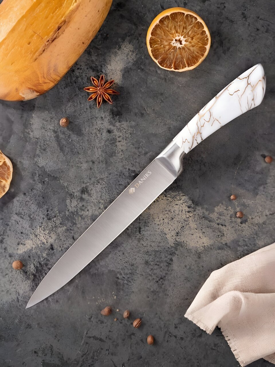 Нож кухонный Daniks, Platinum, разделочный, нержавеющая сталь, 20 см, рукоятка пластик, WFCF-0044-3