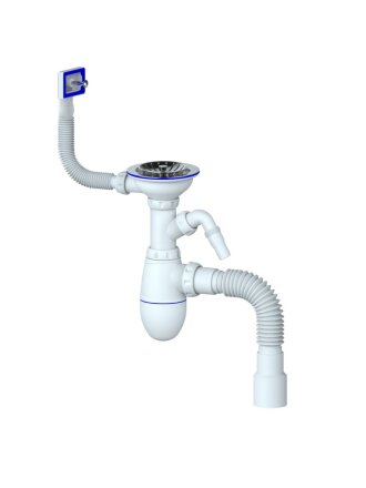 Сифон для мойки, 3" 1/2, 40х40/50, полипропилен, Unicorn, В435V