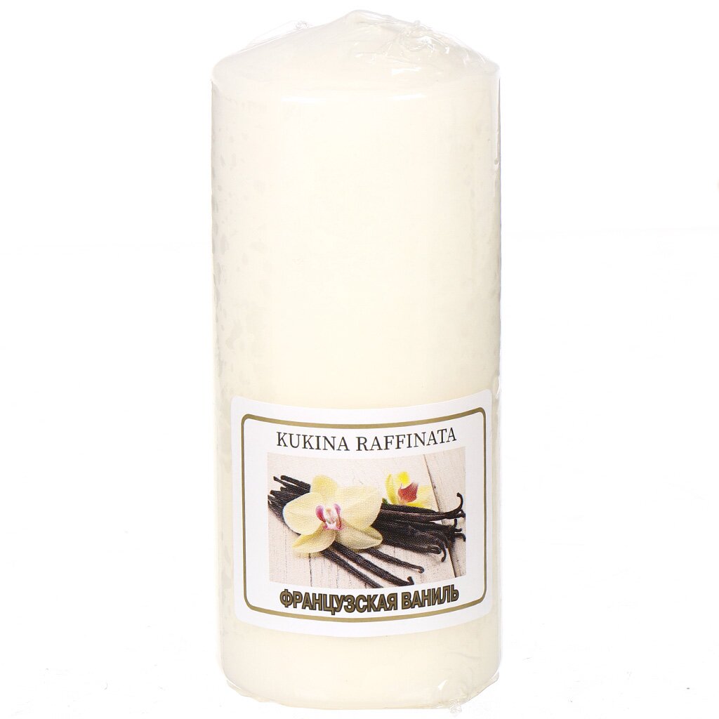 Свеча ароматическая, 12х5 см, столбик, Kukina Raffinata, Французская ваниль, 500150 свеча столбик ароматизированная 12х5 6 см дыня