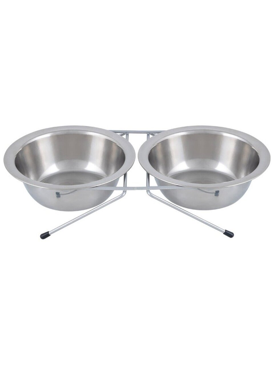 Миска для животных Рыжий кот, нержавеющая сталь, 0.3 л, двойная на подставке