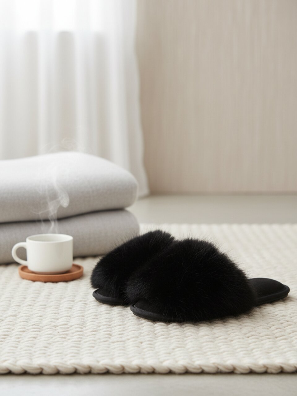 Тапки для женщин, черные, р. 38, меховые, ЛЮКС А