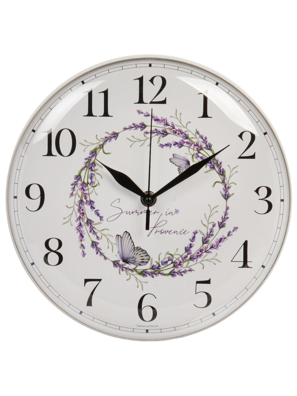 Часы настенные, кварцевые, 25 см, основание белое, круглые, Рубин, Прованс, 2526-100