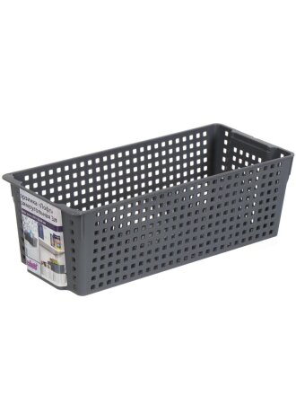 Корзина для хранения, 3 л, 13х29.7х9.6 см, прямоугольная, пластик, серая, Violet, Лофт, 450018