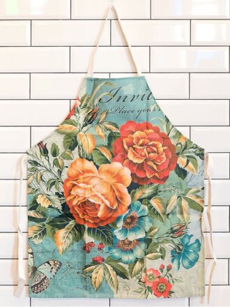 Фартук 69х84 см, 100% полиэстер, без кармана, Цветы, Y3-841