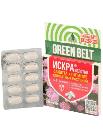 Инсектицид Искра Золотая, от тли, белокрылки, для комнатных растений, палочки, 10 шт, Green Belt