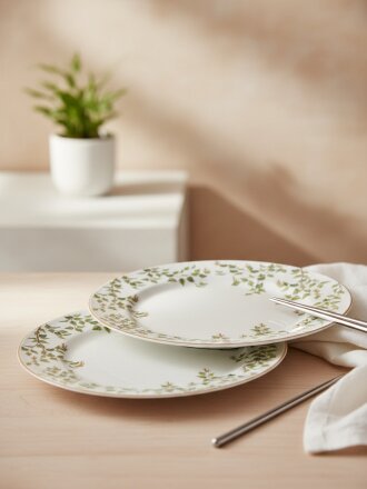 Набор тарелок закусочный, фарфор, 2 шт, 20.5 см, круглый, Березки, Lefard, 85-2012, белый