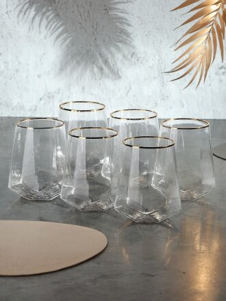 Стакан 550 мл, хрустальное стекло, 6 шт, Алмазная вязь, B060743