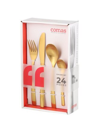 Набор столовых приборов нержавеющая сталь, 24 предмета, золотой, подарочная упаковка, Comas, BCN Colors, 6324