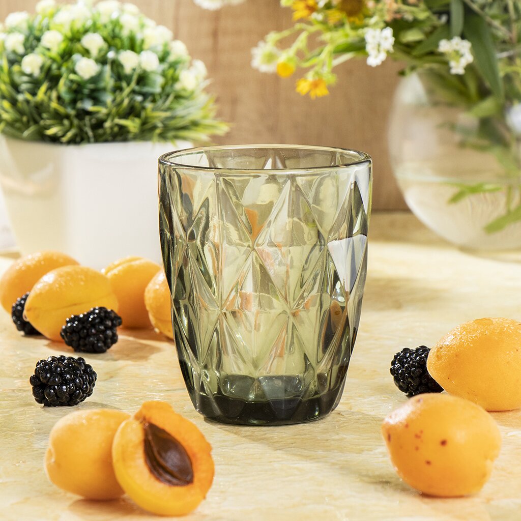 Стакан 300 мл, стекло, Малахит, Y4-3053 ваза для фруктов стекло 9 5х22 5 см графит y6 6486