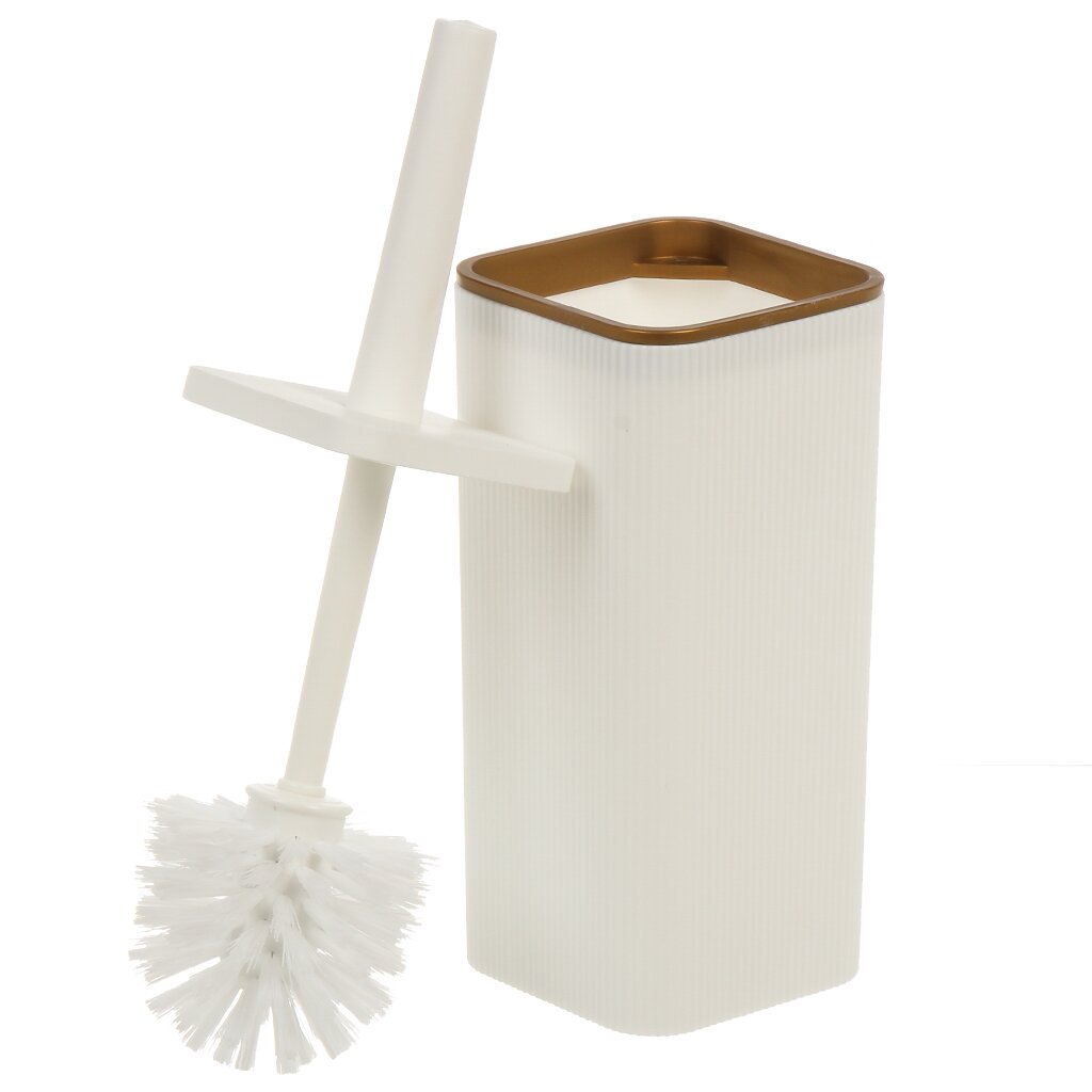 Ерш для туалета Violet, Риф, напольный, пластик, белый с бронзовым, 132602 совок с длинной ручкой apex пластик желтый