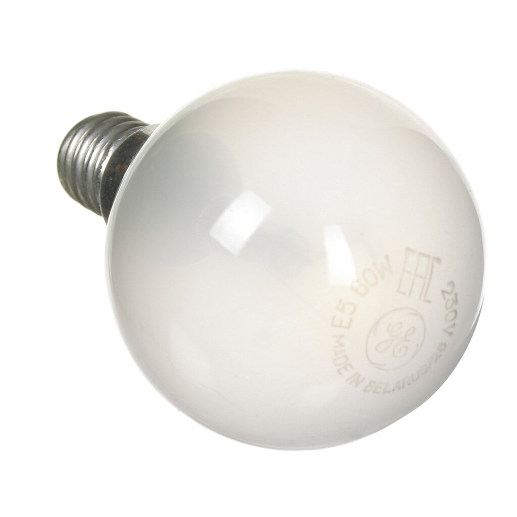 Лампа накаливания General Electric Шар 60D1/FR 60 Вт E14, матовая