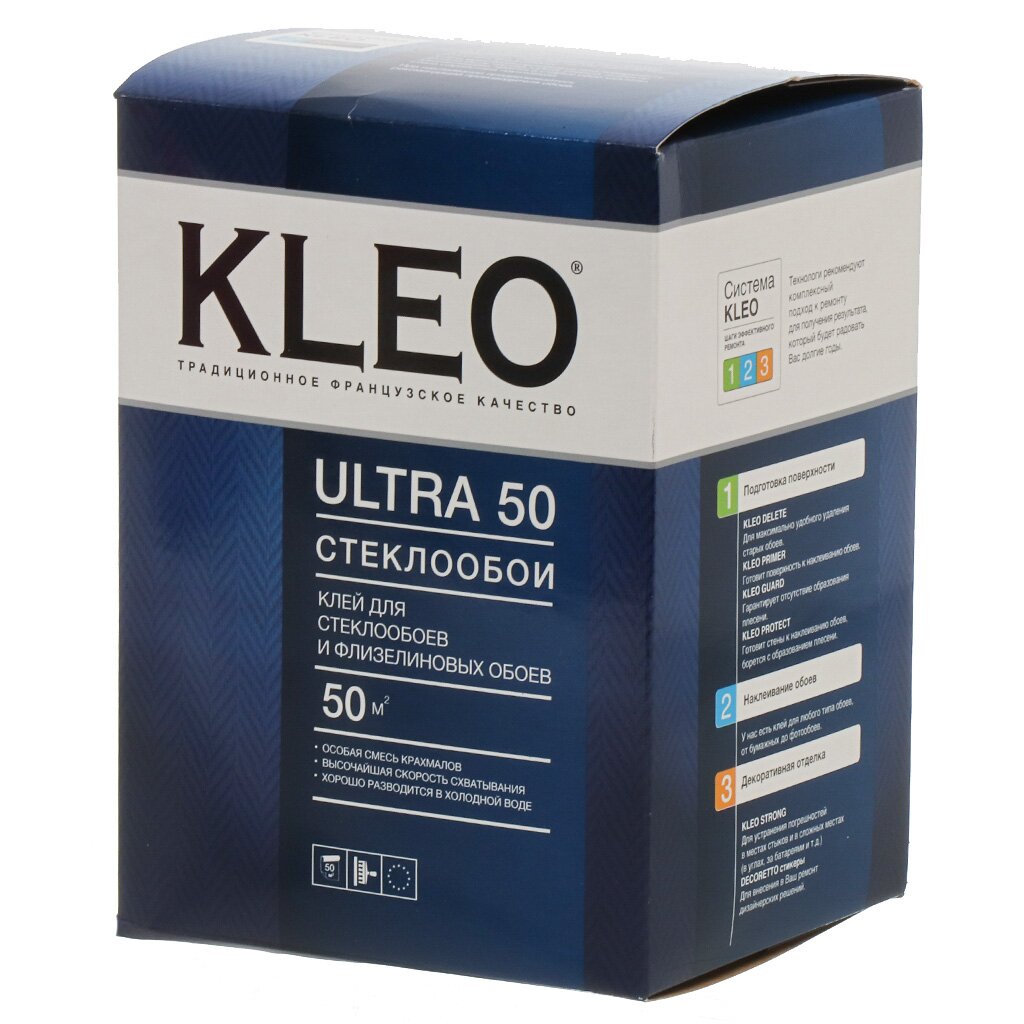 Клей для стеклообоев и флизелиновых обоев, Kleo, Ultra, 50 кв.м., 500 г, коробка, 070 ULTRA 50