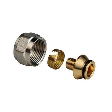 Соединитель 16х2.0х1/2", внутренняя резьба, евроконус аксиальный, латунь, желтый, РосТурПласт, 39774