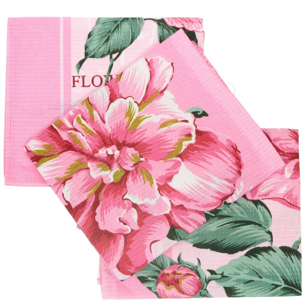 т Набор полотенец кух 3шт 45*60см вф Пионы розовый 0098/3