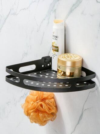 Полка металл, настенная, угловая, черная, Y4-9927