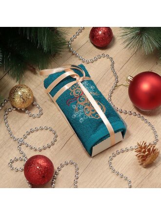 Полотенце кухонное махровое, 40х60 см, 400 г/м2, 100% хлопок, Silvano, Суфле, темно-бирюзовое, Турция, D48-4