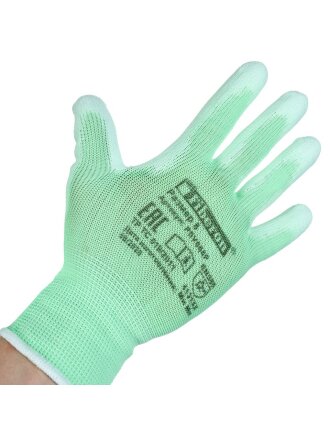 Перчатки полиэстер, полиуретановый облив, без рисунка, размер 8 (M), цвет в ассортименте, однотонные, Fiberon