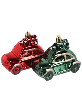 Набор елочных украшений Машинки, 2 шт, зеленый, красный, 10x7.5 см, пластик, SYQD1- 0124001