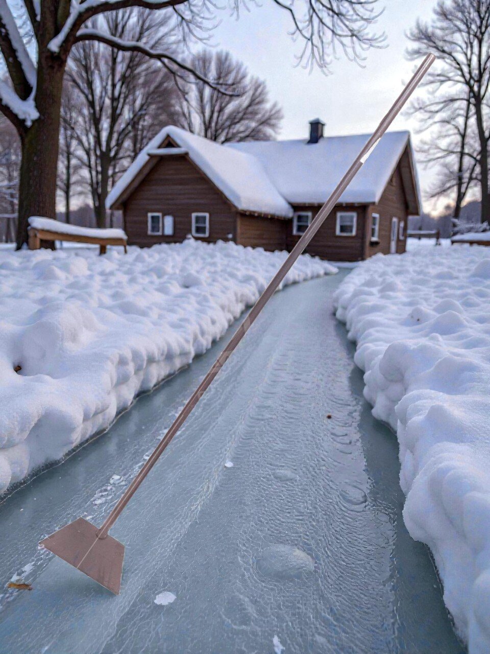 Ледоруб черенок металлический, 190мм с металлической ручкой 1.2 м, диеметр 10 мм, 000219