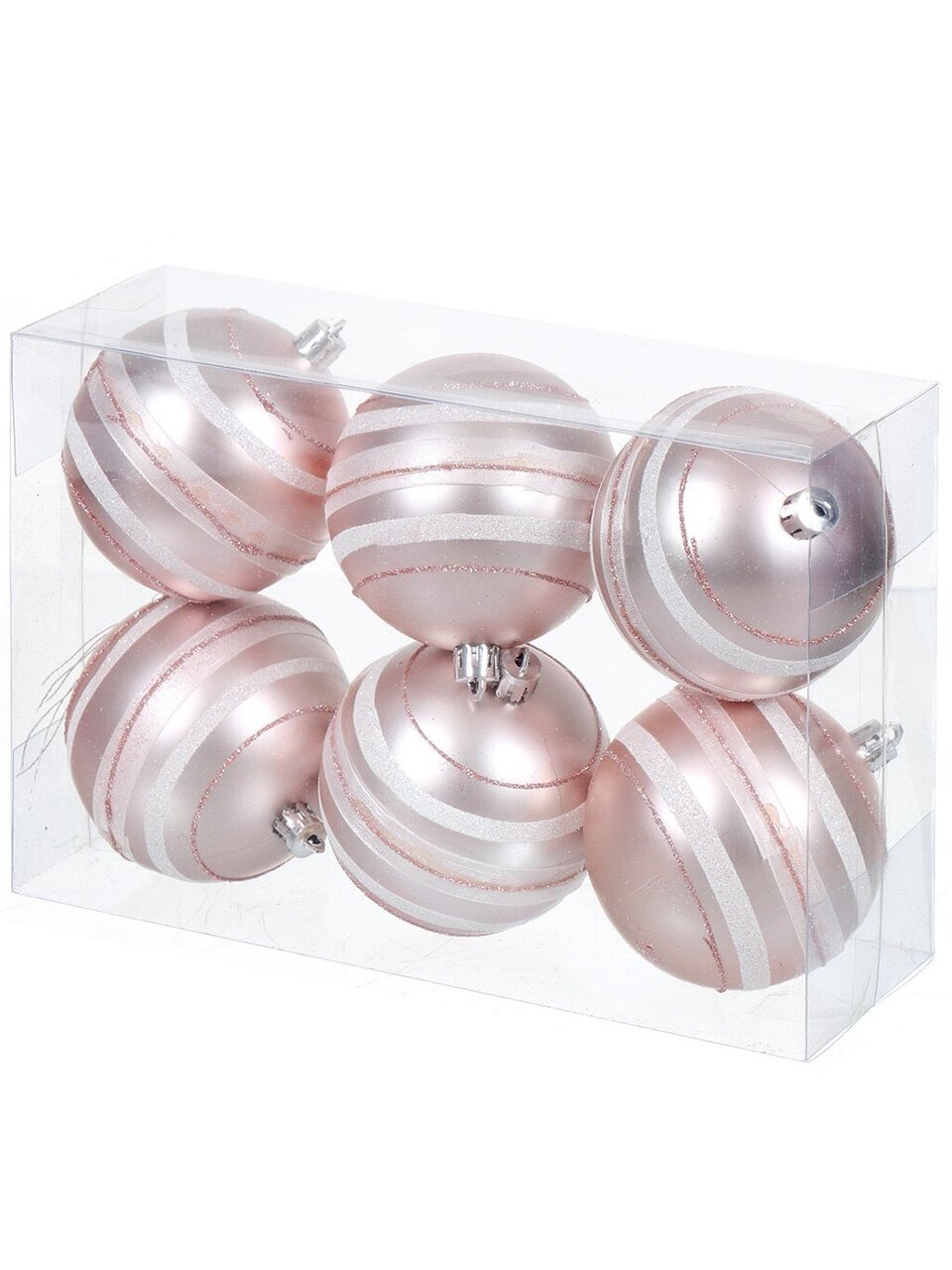 Елочный шар 6 шт, розовый, 8 см, пластик, SYQB-0121100