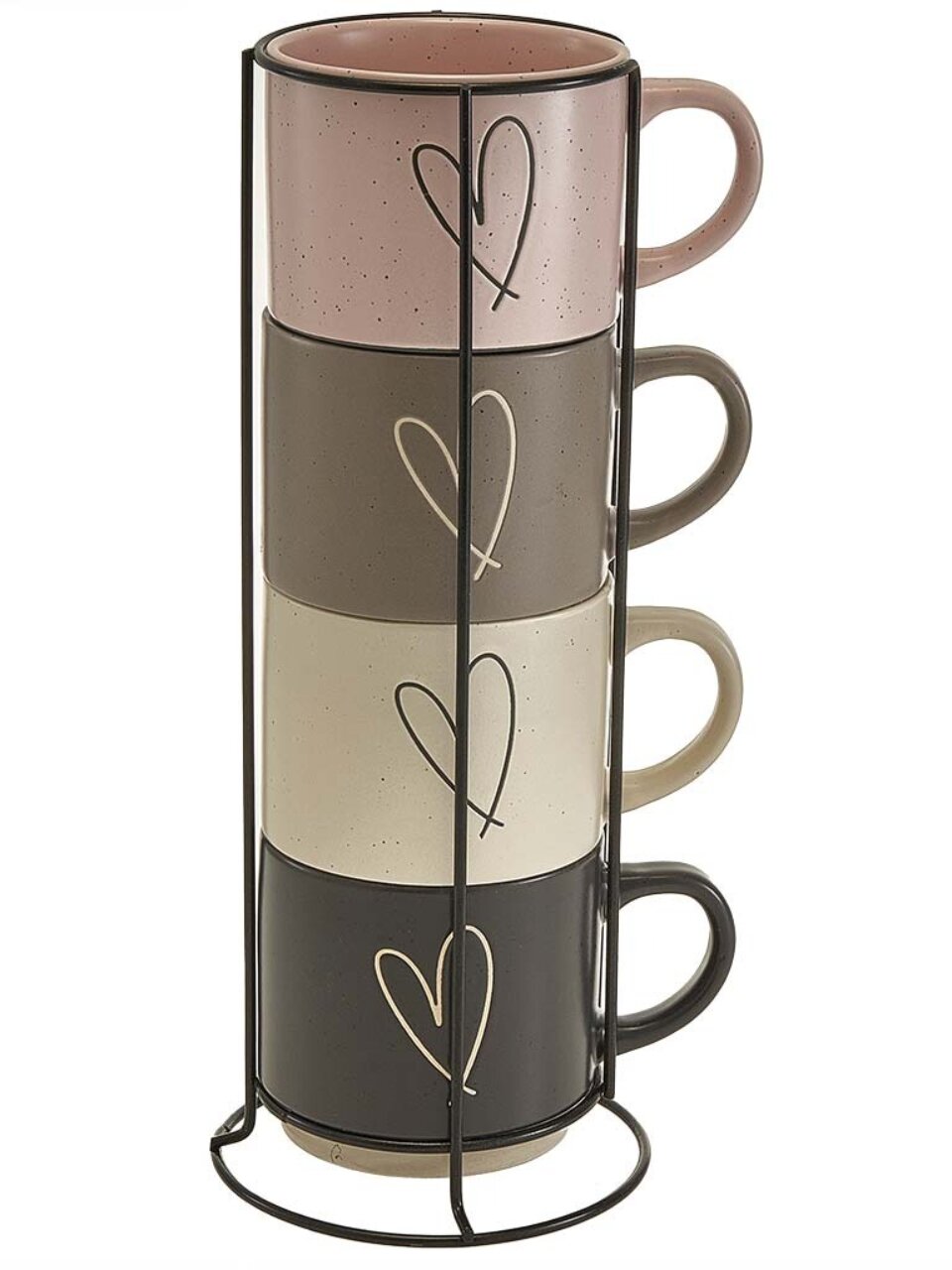 Набор кружек керамика, 4 шт, 400 мл, Love, Ф11-053L/4, металлическая подставка