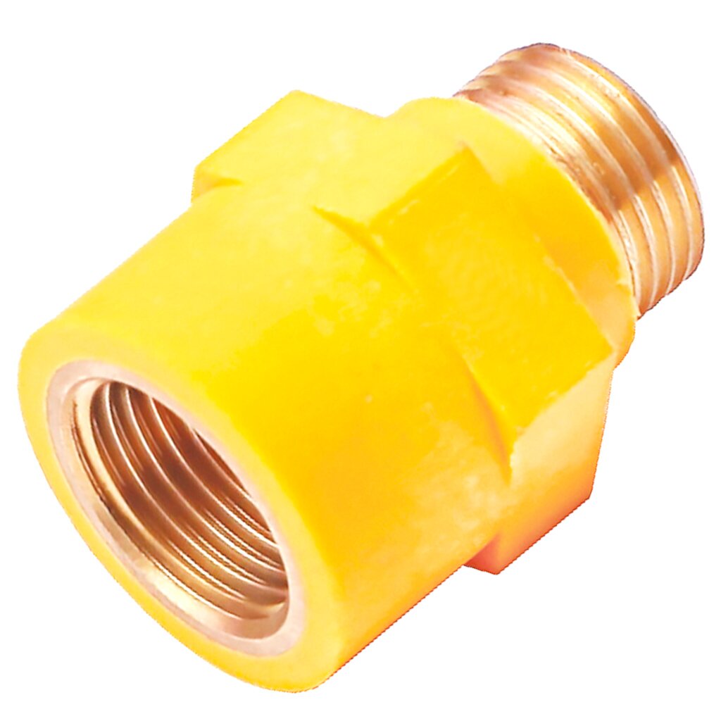 Переходник для газа, 1/2'', ВН/НР, желтый, диэлектрический, внутренняя/наружная, AquaLink переходник для газа 1 2 вн нр желтый диэлектрический внутренняя наружная aqualink