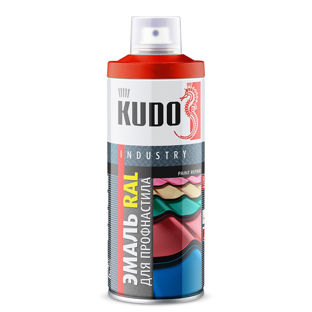 Эмаль аэрозольная Kudo KU-03005R для металлочерепицы винно-красная, 520 мл