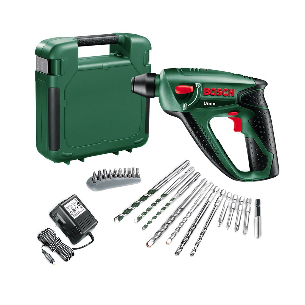 Перфоратор Bosch Uneo аккумуляторный с набором оснастки, 10.8 В