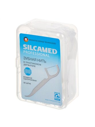 Зубная нить Silcamed, 50 шт, одноразовый в пластиковом держателе, 800011
