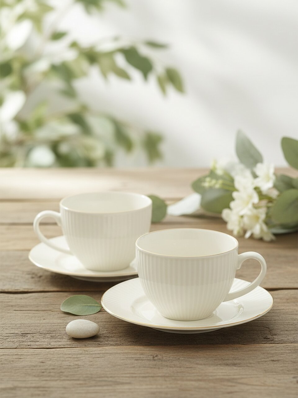 Набор чайный фарфор, 4 предмета, на 2 персоны, 270 мл, Jewel, Бьянко, ПС0001-33