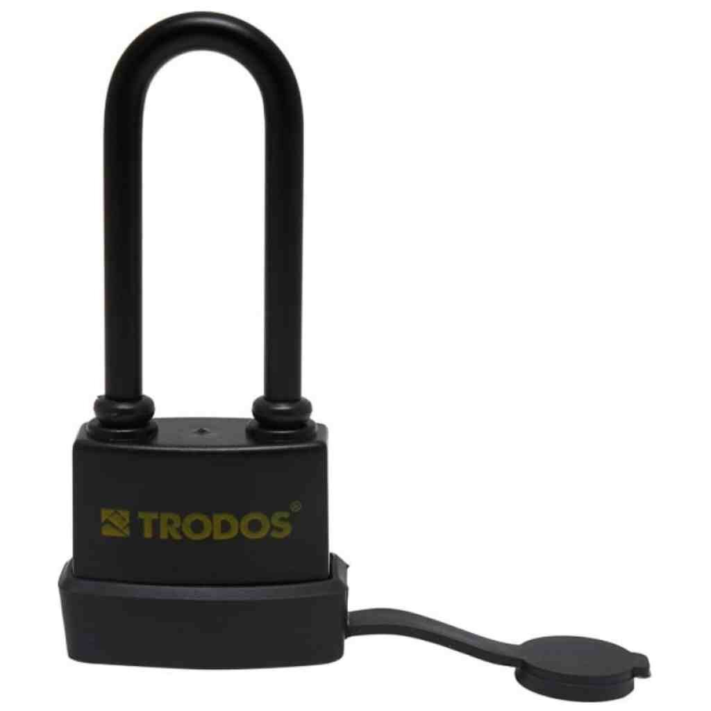 Замок навесной Trodos, BC-IG1-45L, 210 214, блистер, дисковый, черный, всепогодный, 3 ключа замок навесной trodos вс аl 2 210020 коробка дисковый 3 ключа